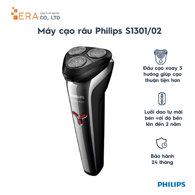 [Mã BMLTA35 giảm đến 35K đơn 99K] Máy cạo râu khô và ướt Philips S1301/02