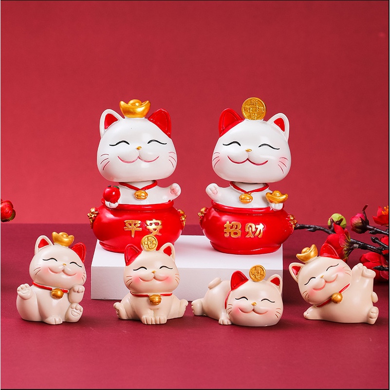 Decor mèo thần tài tách set, trang trí taplo ô tô vô cùng đáng yêu ,  hoặc để bàn làm việc có tặng kèm sáp thơm