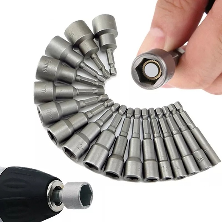Đầu khẩu vặn ốc lục giác gắn máy khoan hoặc máy bắt vít, đầu tuýp lục giác có nam châm