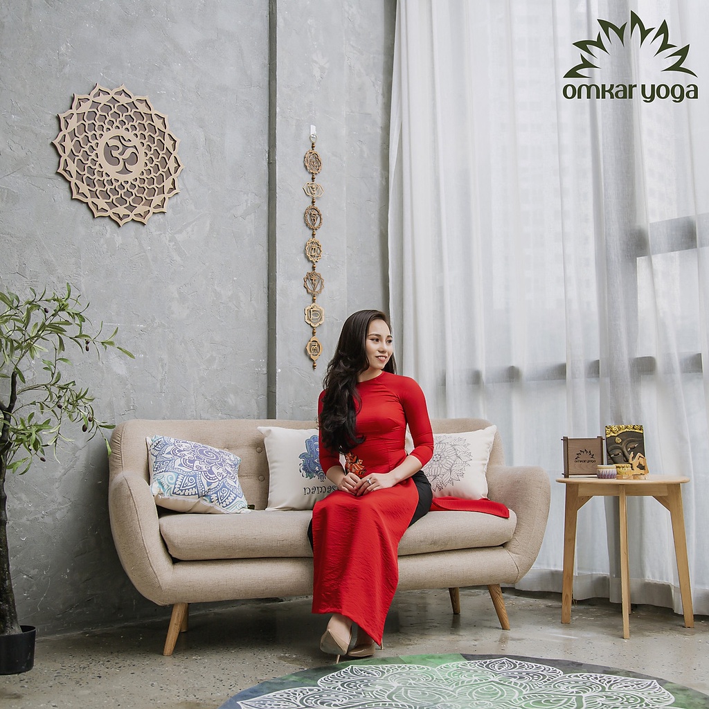 Tranh Gỗ Decor Hoa Mandala Chữ Om Treo Tường Phòng Thiền , Yoga 40cm