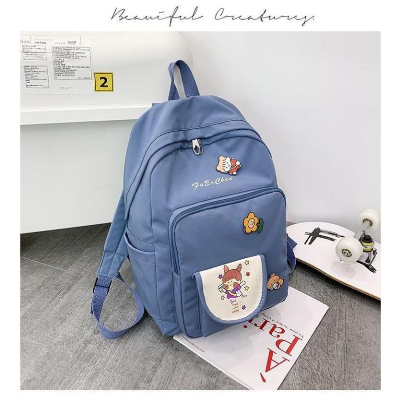 [Thanh lý] Balo ulzzang chống nước Hàn Quốc (tặng kèm gấu bông)