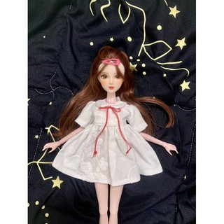 Váy đầm trắng thêu tiểu thư size xinyi,, blythe
