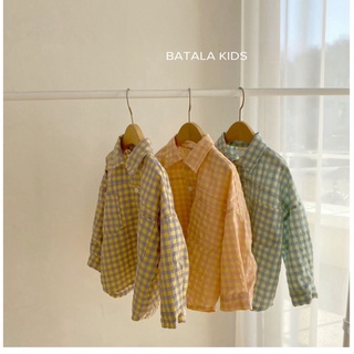 Áo sơ mi bé gái bé trai Batala kids phom thụng Hàn Quốc hoạ tiết kẻ caro nổi bật cho bé từ 9-25kg SMCR02