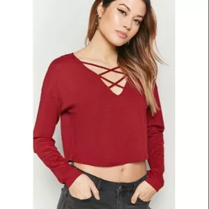 Áo croptop đan dây tay dài F21 xuất xịn