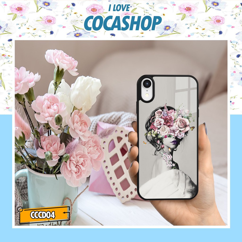 Ốp iphone in hình cực đẹp siêu bền chống sốc - Cô gái quý phái cùng hoa - 6/6plus/6s/6splus/7/7plus/8/8plus/x/xr/