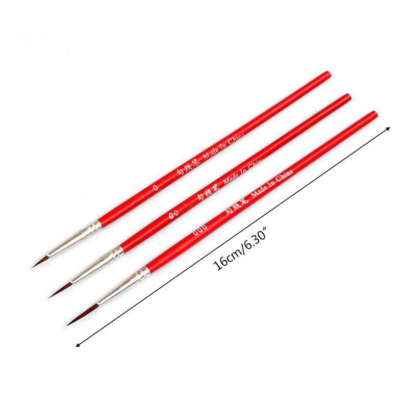 Ppy 3 Cái 0 00 000 Móc Dòng Bút Chuyên Nghiệp Đầu Mịn Vẽ Bàn Chải Cho Acrylic