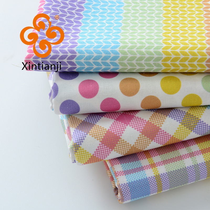 Cầu Vồng Hình Học In Vải Nhật Bản Phong Cách Hàn Quốc Trẻ Em Đầm Quần Bé DIY May Vải Cotton TJ7690