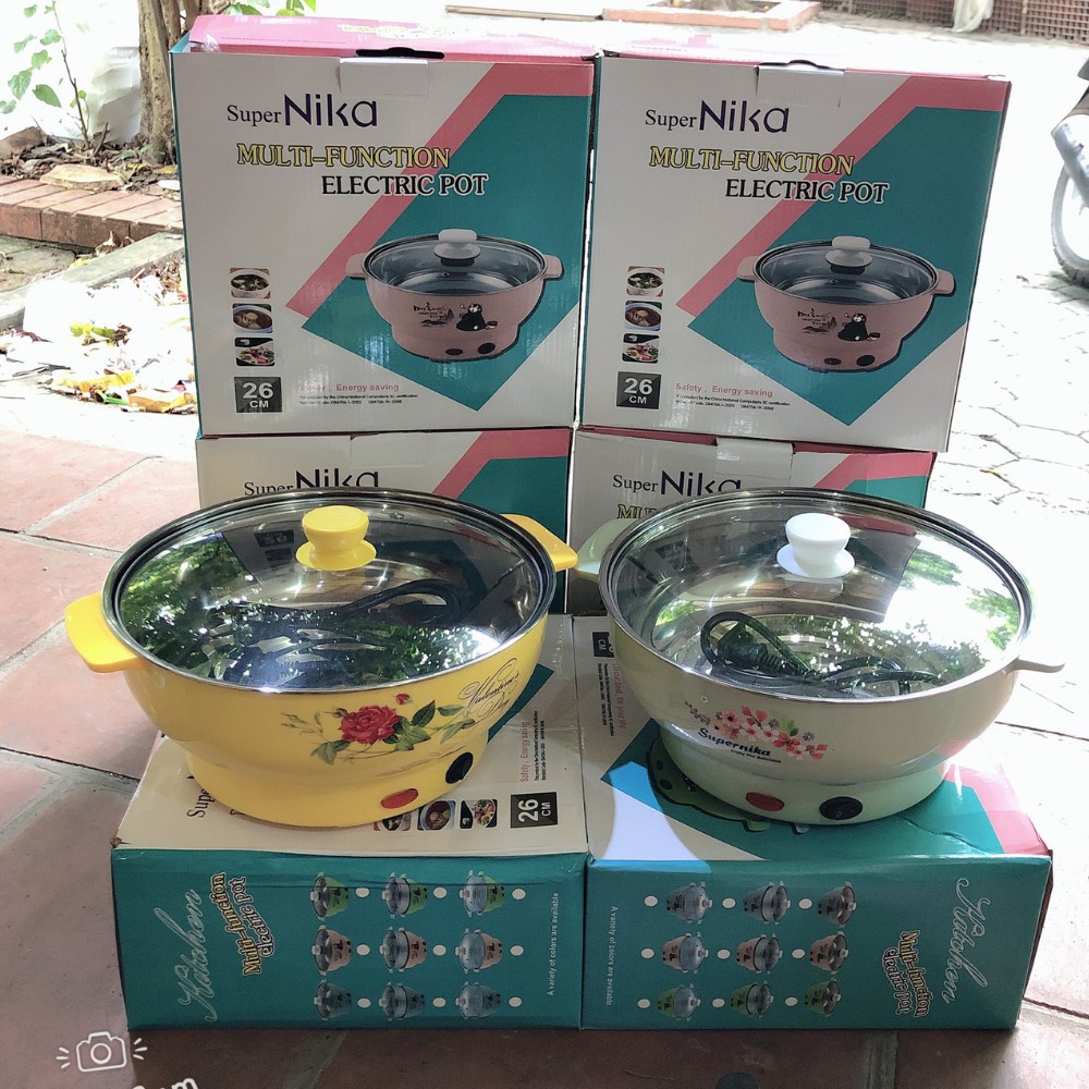 noi lau dien mini 24cm nika 1000w inox 304 bep lau gia dinh 24 cm sieu toc bao hanh 1 nam