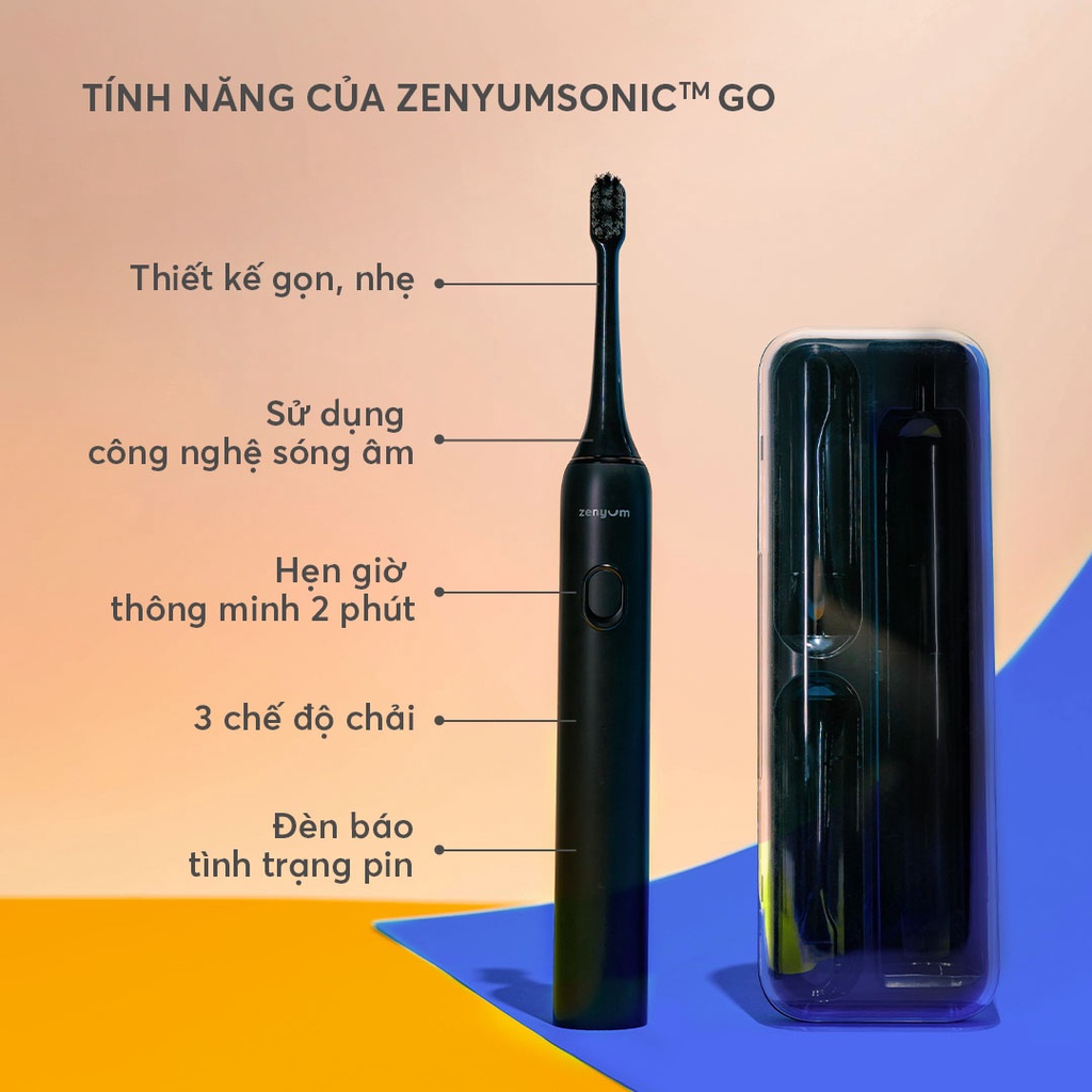 Ảnh Bộ Bàn Chải Điện Zenyum Sonic GO phiên bản Du Lịch Tiêu Chuẩn - 1 Bàn Chải + 1 Hộp Đựng + 3 Đầu Thay 3
