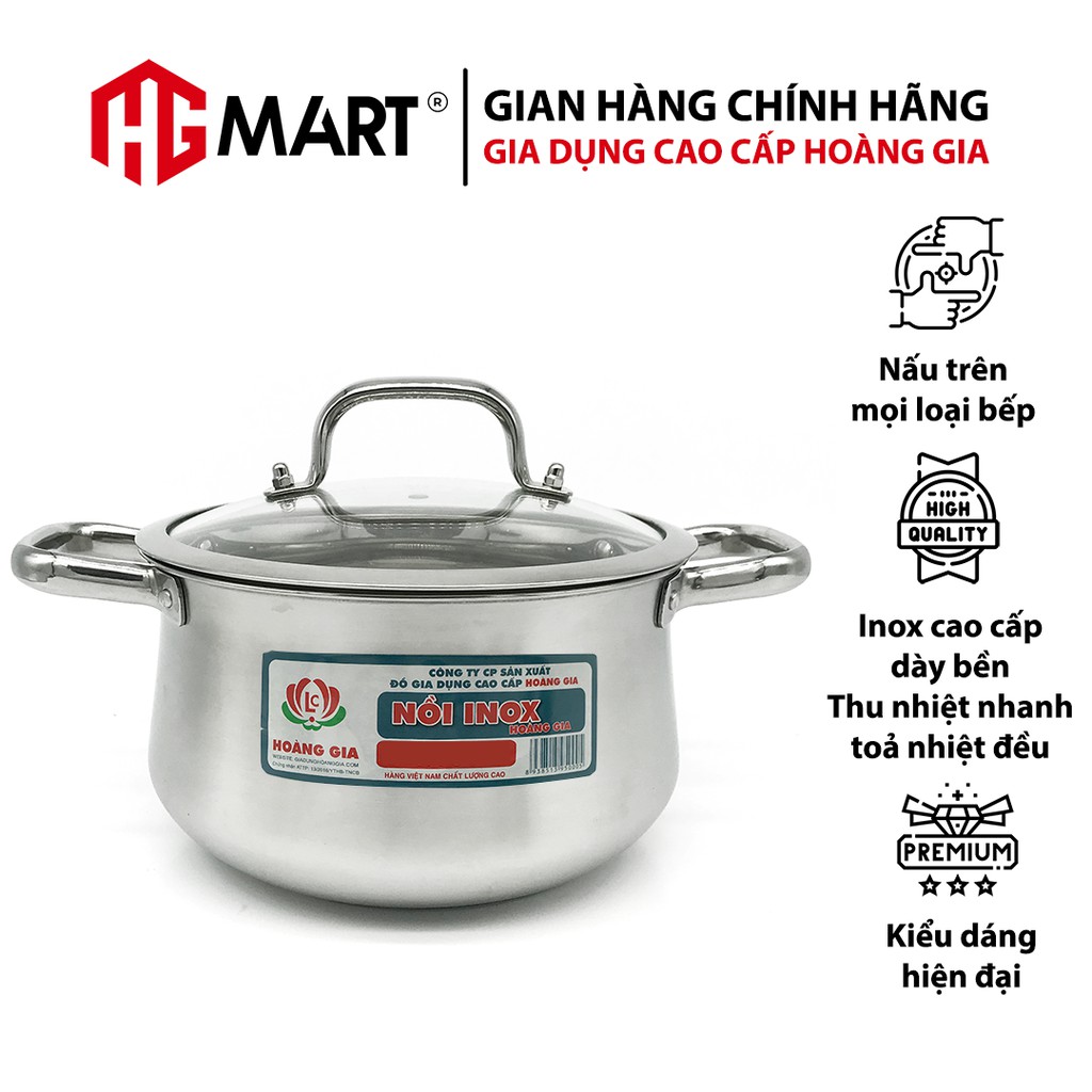 Ảnh Nồi inox cao cấp HG Mart nắp kính cường lực bền và chống vỡ tốt [Bảo hành 12 tháng] 4