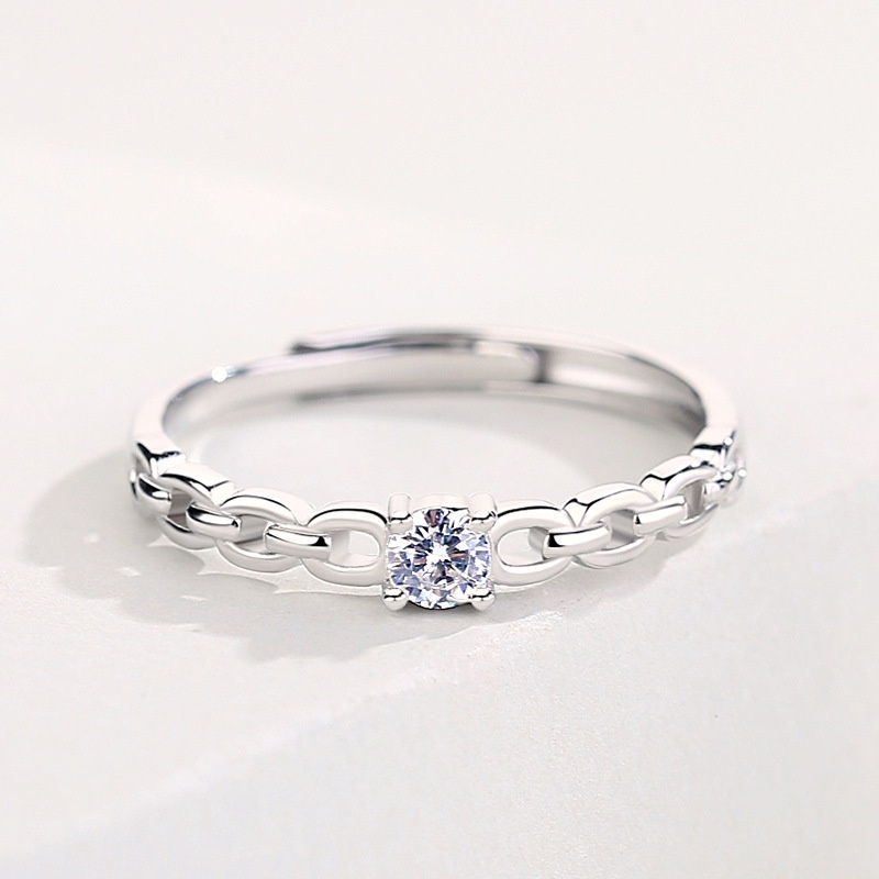 Nhẫn Cặp Đính Đá Zircon Đơn Giản Có Thể Điều Chỉnh Kích Cỡ
