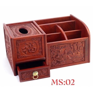 Hộp đựng giấy đa năng gỗ hương cao cấp dùng trong văn phòng