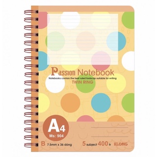 Sổ A4 Klong lò xo kép Bìa Nhựa Cao Cấp 400 trang 70/92; MS: 904