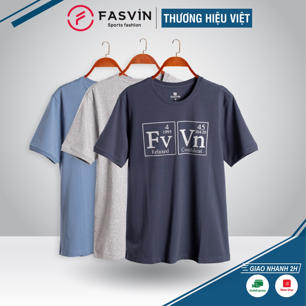 Áo thun nam cổ tròn Fasvin TS20242.HN chất liệu cotton co giãn mềm mịn thoáng mát