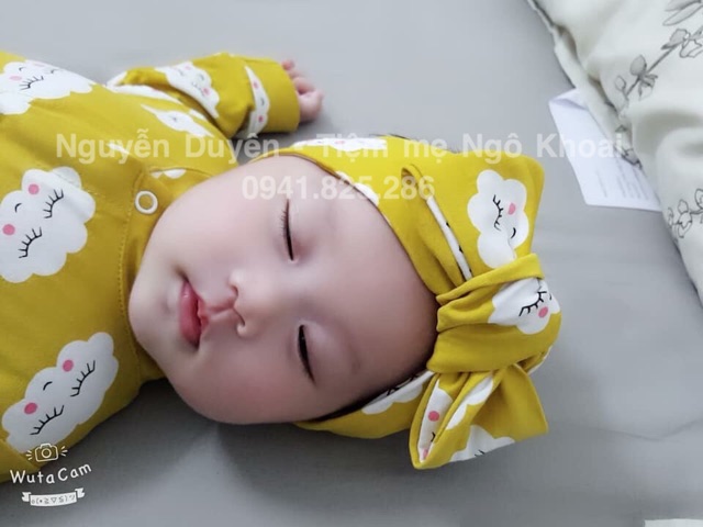 [kèm hình thật] Bộ body hình mây màu vàng cho bé gái