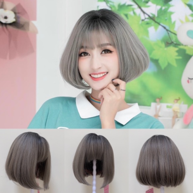 [TẶNG LƯỚI TRÙM TÓC THẬT] TÓC GIẢ NGUYÊN ĐẦU LƯỚI HOA NGẮN CỤP ĐUÔI