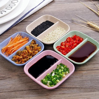 Set 3 Đĩa Đựng Gia Vị 2 Ngăn Bằng Lúa Mạch Siêu Gọn Siêu Tiện - 1580