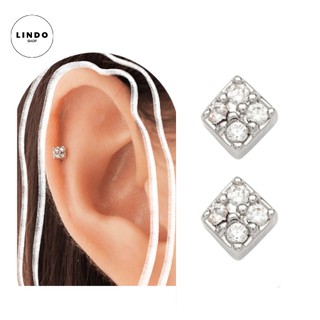 Bông tai unisex đính đá basic LINDO titan không đen, không gỉ đơn giản dễ đeo, đeo được nhiều dịp