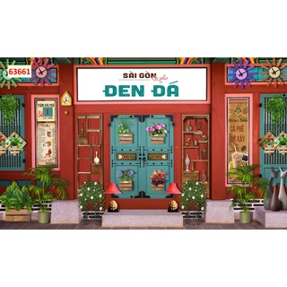 Tranh dán tường Quán Cafe, Trà Sữa, Trang Trí Cửa Hàng 3D khổ lớn