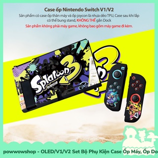 [Sẵn VN - Hỏa Tốc] Oled/V1/V2 Set Bộ Phụ Kiện Case Máy, Case Dock, Nút Bọc, Hộp Băng Nintendo Switch Mẫu Splatoon 3 Sand