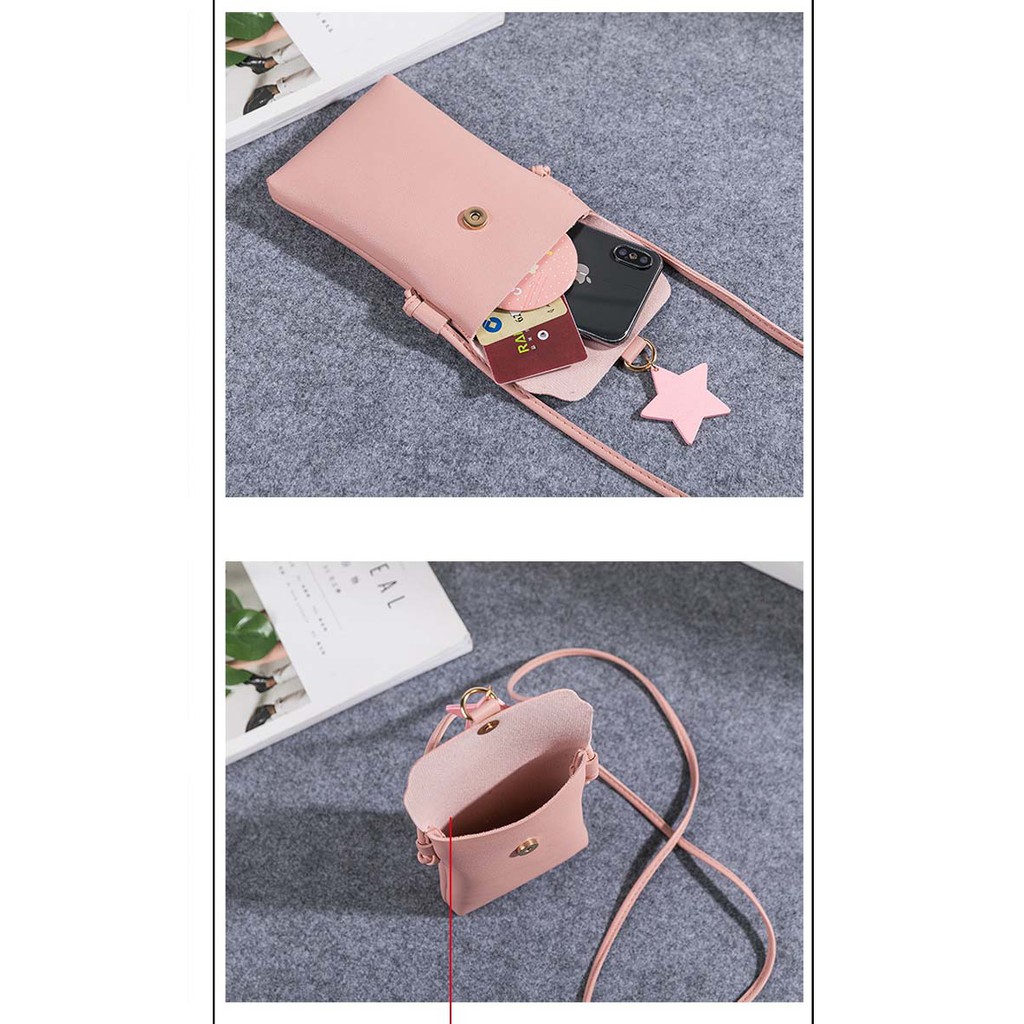 Túi nữ mini đựng điện thoại dọc nắp hình ngôi sao V3 Shalla