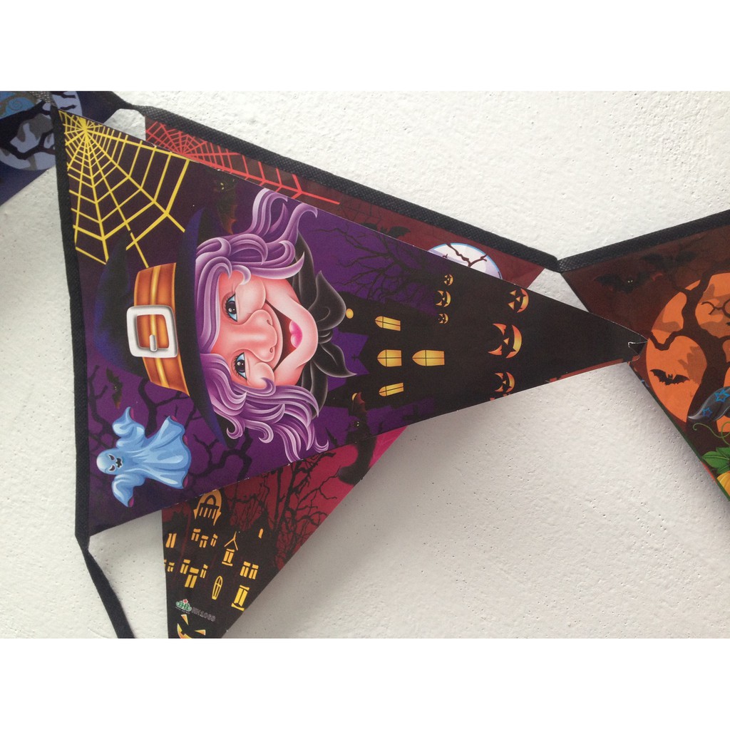 Dây treo trang trí lễ hội Halloween dây cờ tam giác dài 3m