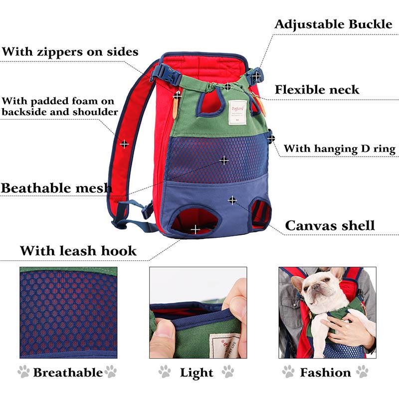 HamshMoc Ba lô vận chuyển phía trước cho chó dành cho chó nhỏ Mèo chân ra ngoài Pet Carrier Sling Ba lô để đi du lịch đi bộ đường dài