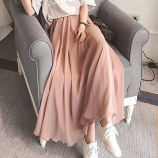 Mùa Xuân Mùa Hè Voan Hai Lớp Lớn Xoay Váy Kích Thước Lớn Cao Cấp Phong Cách Dân Tộc Sinh Viên Váy Dài