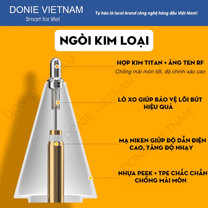 [Ngòi Chính Hãng] Ngòi Bút Kim Loại Thay Thế nhám Cao Cấp Cho Bút Apple Pencil 1/2 & Pro | Donie A01