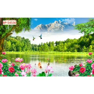 Tranh dán tường 3D cảnh rừng cây hùng vỹ siêu hiện nay