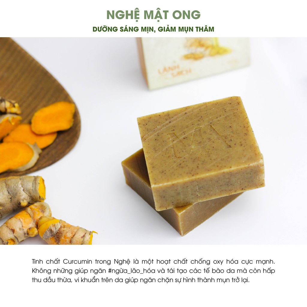 Mô tả Xà Bông Thiên Nhiên Mộc An Nghệ Mật Ong Chăm Sóc Face & Body- Giảm Mụn Thâm, Dưỡng Da Sáng Mịn 100g - 5