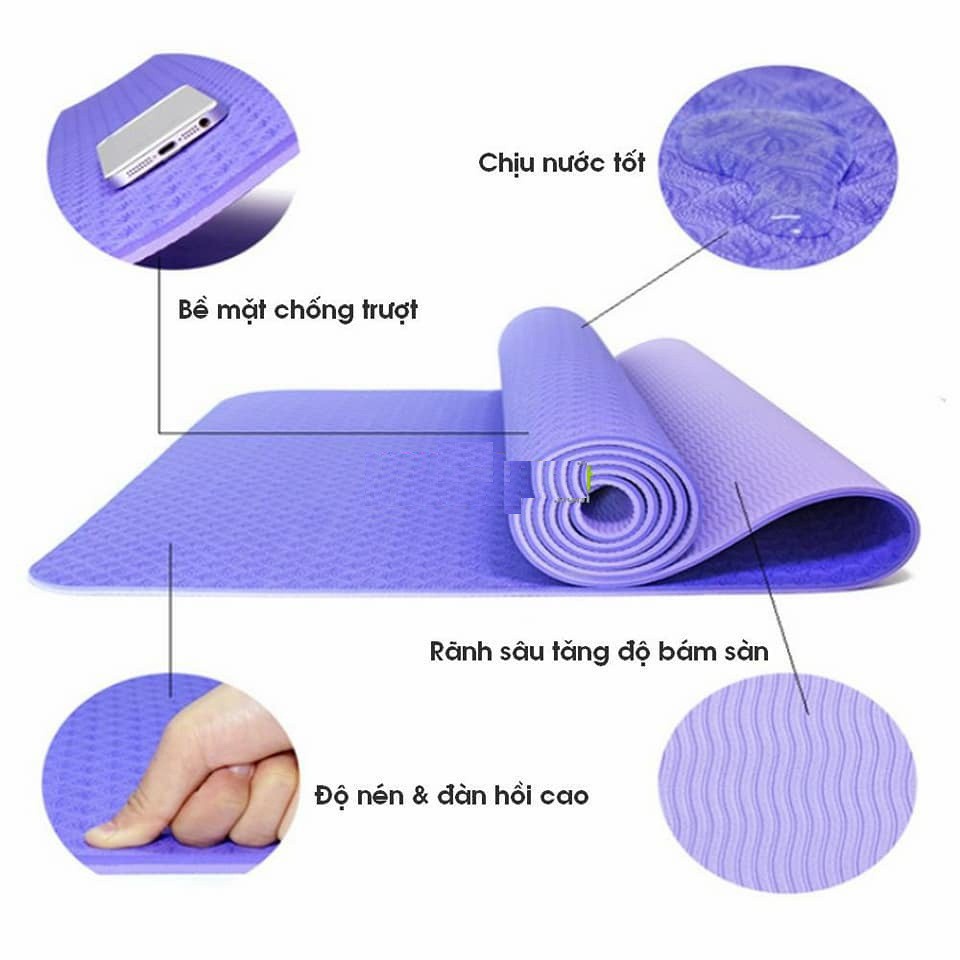 Thảm tập Yoga TPE 2 lớp dày dặn chống trơn trượt