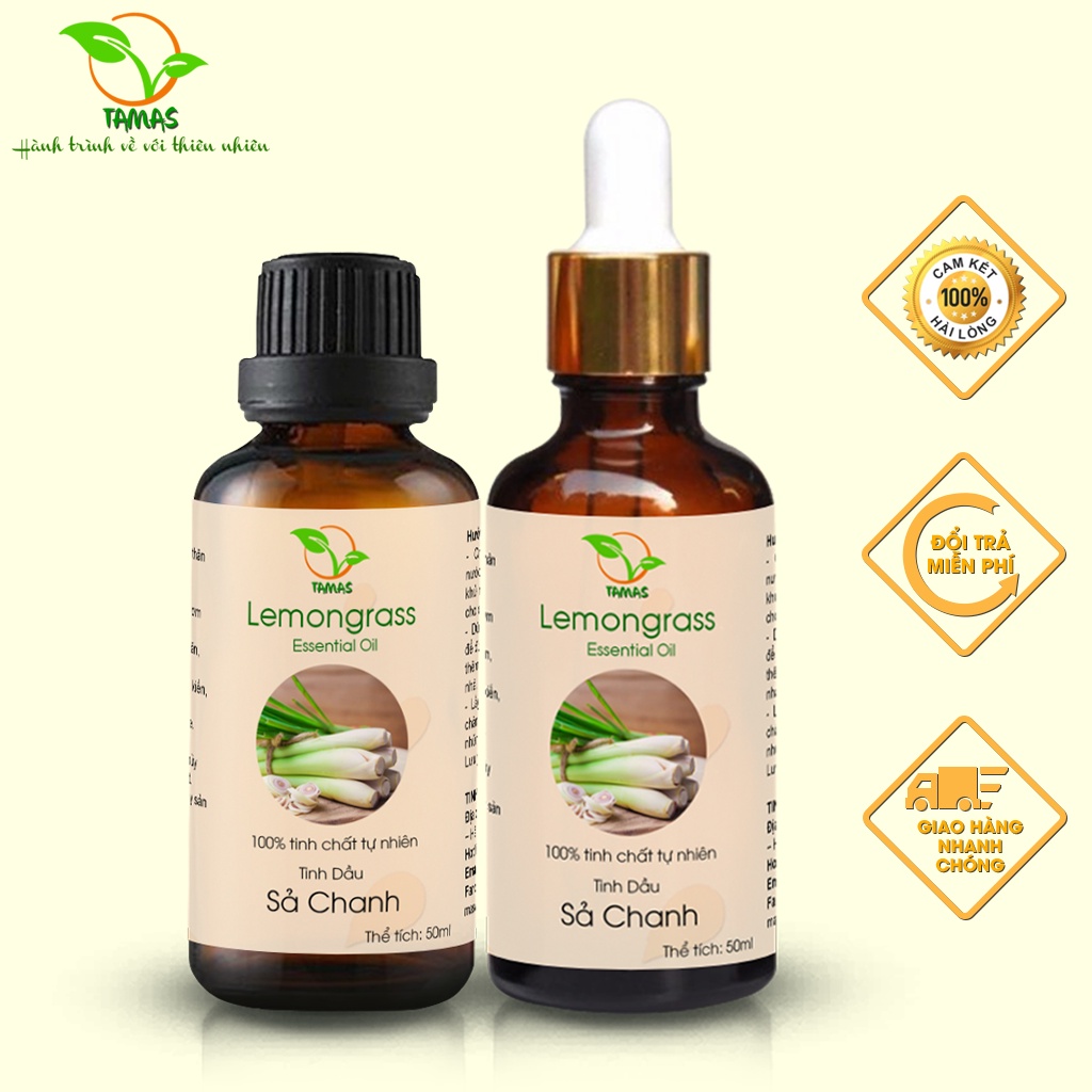 Ảnh Tinh dầu Sả Chanh 50ml nguyên chất TAMAS, Tinh dầu thơm phòng, treo xe Ô tô, dùng cho đèn xông, máy khuếch tán tinh dầu 1