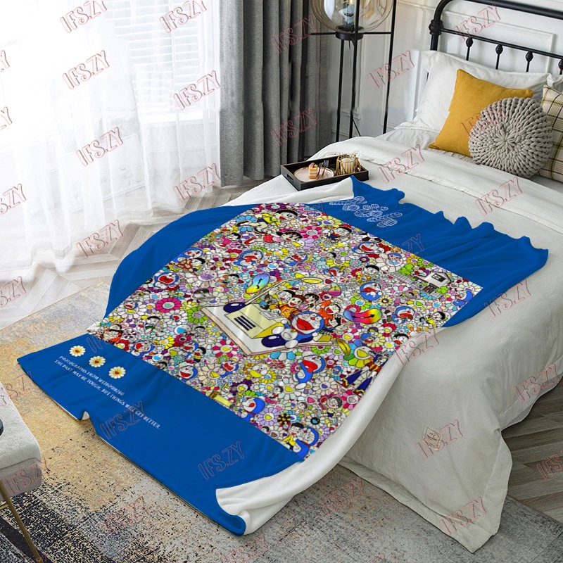 Chăn flannel 4 Kích Cỡ In Hình doraemon Xinh Xắn