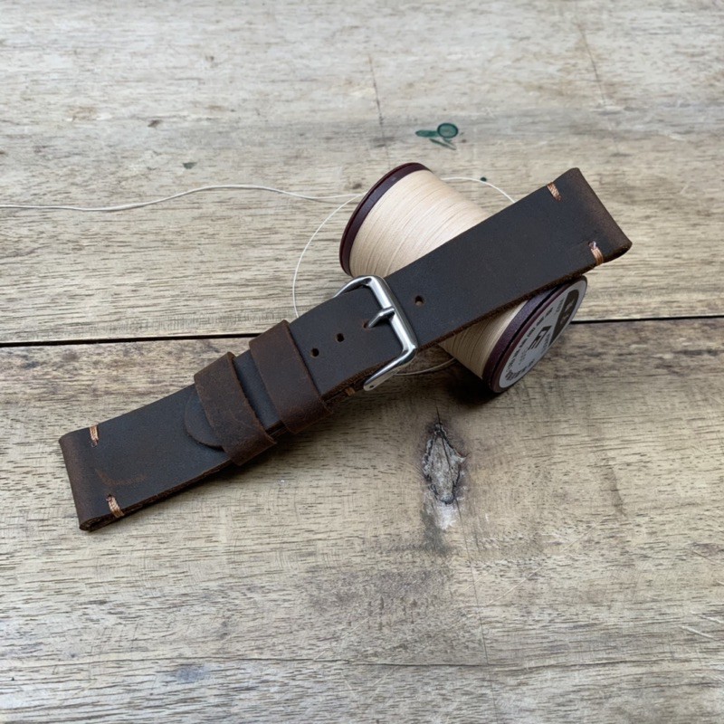 Dây đồng hồ da sáp ngựa điên kèm khoá[ handmade ] phong cách vintage.HT2