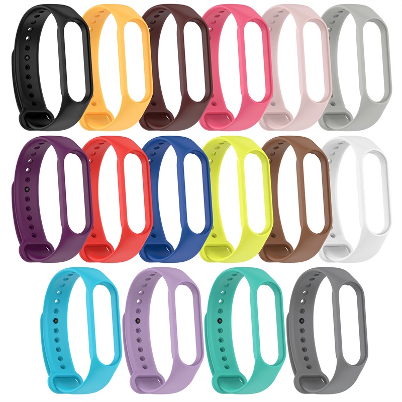 Dây đeo thay thế silicon cho Xiaomi Mi Band 7/6/5/4/3 - màu trơn