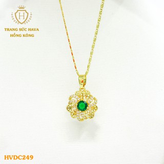 Dây Chuyền, Vòng Cổ Nữ Mặt Đính Đá, Titan Xi Mạ Vàng Non 24k Cao Cấp - Trang Sức Hava Hong Kong