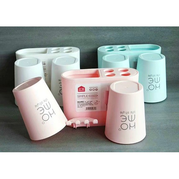 Dụng cụ cắm bàn chải dán tường kèm 2 ly home