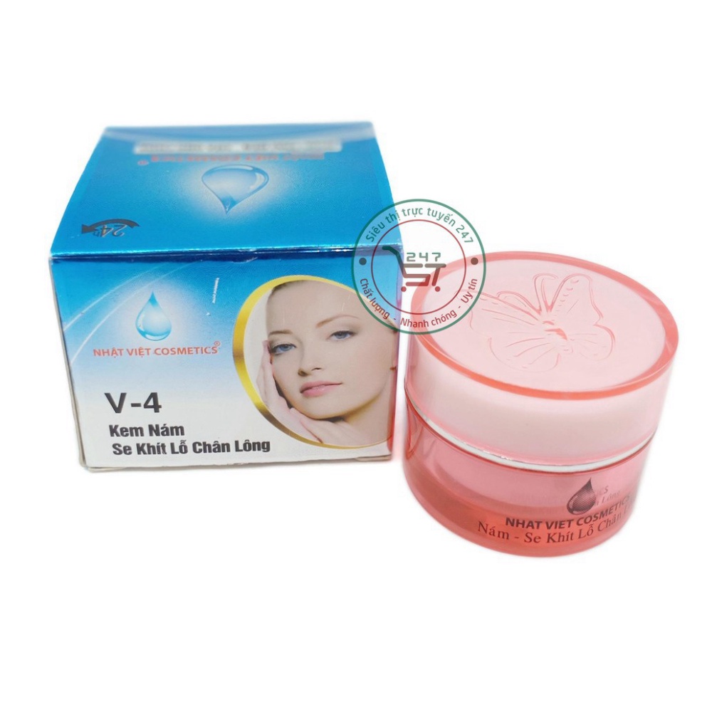 Kem Nám Tàn nhang giảm Nhờn Se khít lỗ chân lông Ngọc Trai Đen sữa ong chúa Nhật Việt V4 8g (Xanh dương-Xám)