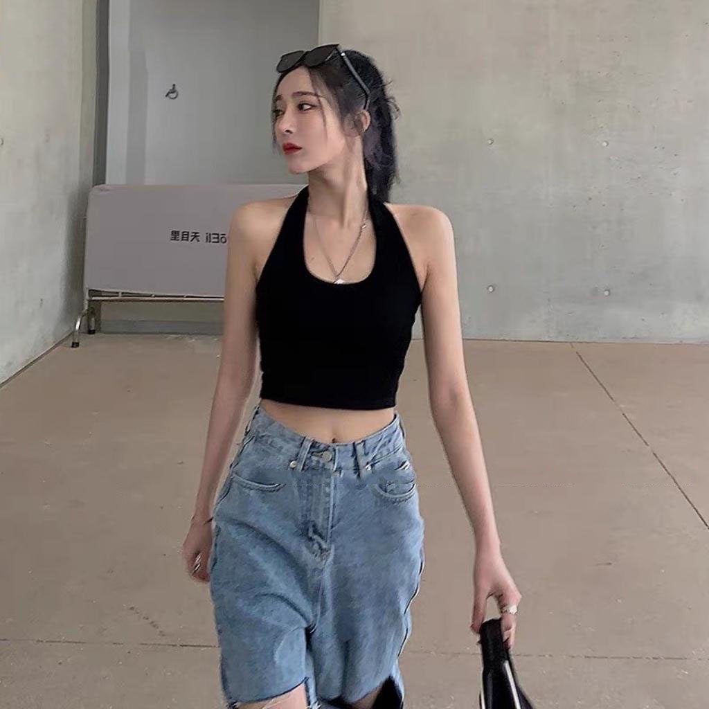 Áo Croptop Yếm Nữ Ôm Body Thun Gân Dày Chất Lượng Ulzzang