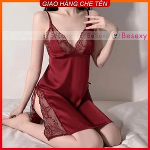 Váy Ngủ Nữ Sexy Váy Ngủ Lụa Viền Ren Xẻ Hông Gợi Cảm Nhiều Màu
