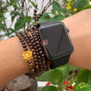 Vòng Tay Trầm Hương 216 Hạt Trầm Sánh Chìm 4mm Mix Charm Hoa Sen Bạc S925 Mạ Vàng - Mộc Trầm Hương MTH