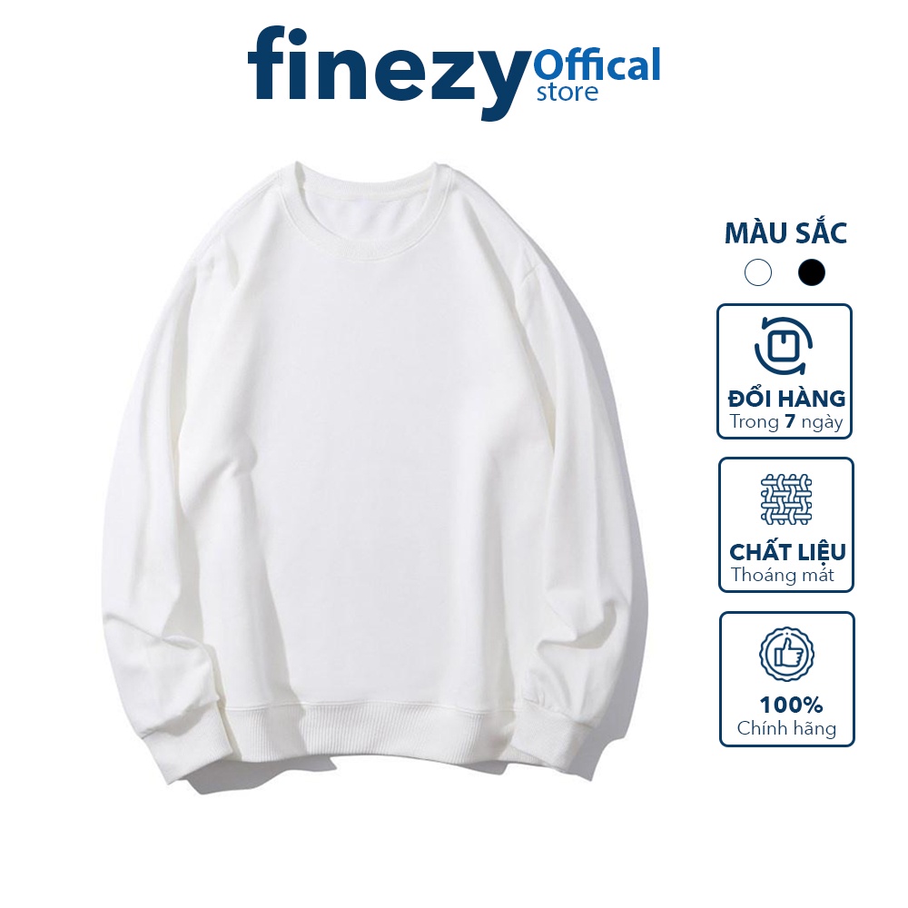[Mã BMLTB200 giảm đến 100K đơn 499K] Áo sweater unisex Finezy 2 màu đen trắng form rộng, nỉ da cá ấm áp
