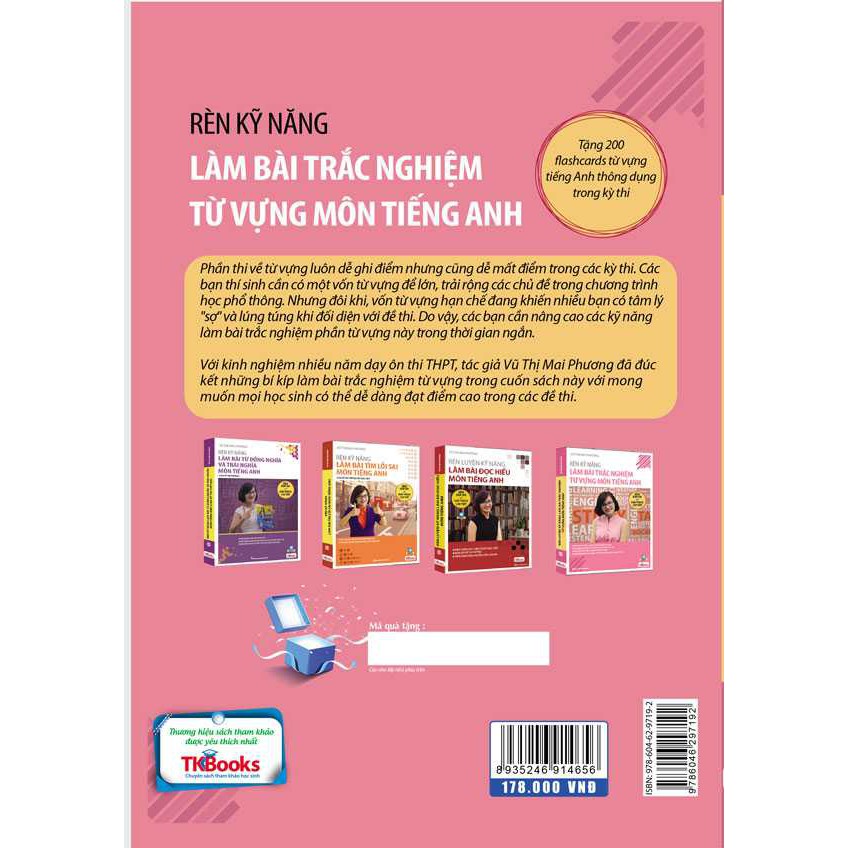 Sách Rèn kỹ năng làm bài trắc nghiệm từ vựng môn tiếng anh + tặng kèm bút hoạt hình