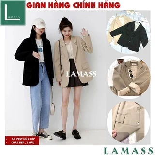 Áo vest nữ 2 lớp ,Áo Blazer tay dài màu trơn cho nữ ,AVS01 ,ao khoác blazer cho nữ thời trang hàn quốc - LAMASS
