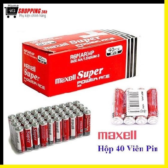 Pin Maxell Super Đỏ - Hộp 40 Viên Pin Tiểu AA (2A) 1.5V cao cấp bền gấp ...