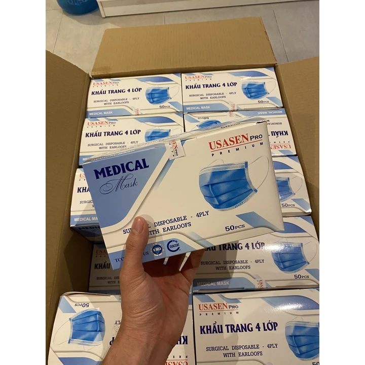 50 cái khẩu trang y tế, khẩu trang 4 lớp kháng khuẩn, chống giọt bắn USA