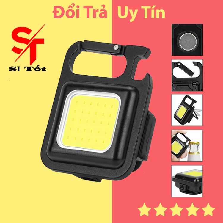 Đèn led mini COB 800 Lumens - Đèn pin siêu sáng có móc khóa đa năng ...
