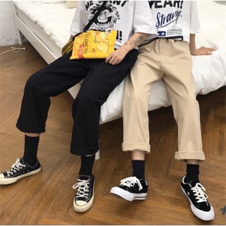 Quần Baggy Kaki ống xuông trơn Unisex