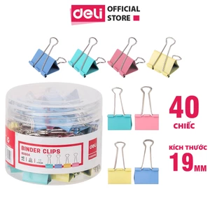 Set kẹp tài liệu giấy tờ văn phòng sắc màu Deli kẹp bướm kẹp giấy size 15mm 19mm 25mm 32mm 41mm 51mm văn phòng tiện lợi